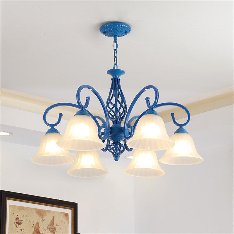 地中海吊灯客厅灯餐厅卧室灯田园风格蓝色灯饰灯具简欧铁艺工程灯
