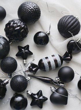 5CM黑色圣诞球异形球8CM洒粉糖果洋葱球6CM圣诞树装饰品挂饰摆件