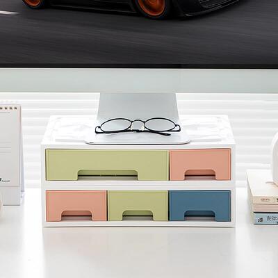 显示器电脑增高架桌面办公室台式女生工位带抽屉置物收纳神器