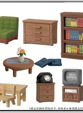 dollhouse娃娃屋模型造景家具装饰桌子电视机书柜花瓶桌子小摆件
