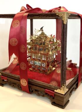 花轿展示盒玻璃罩适配拼酷十里红妆点翠凤冠金翅鸟冠罩子非久间堂