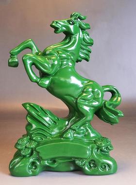 绿色木雕马到成功摆件实木质十二生肖马家居装饰摆设开业工艺礼品