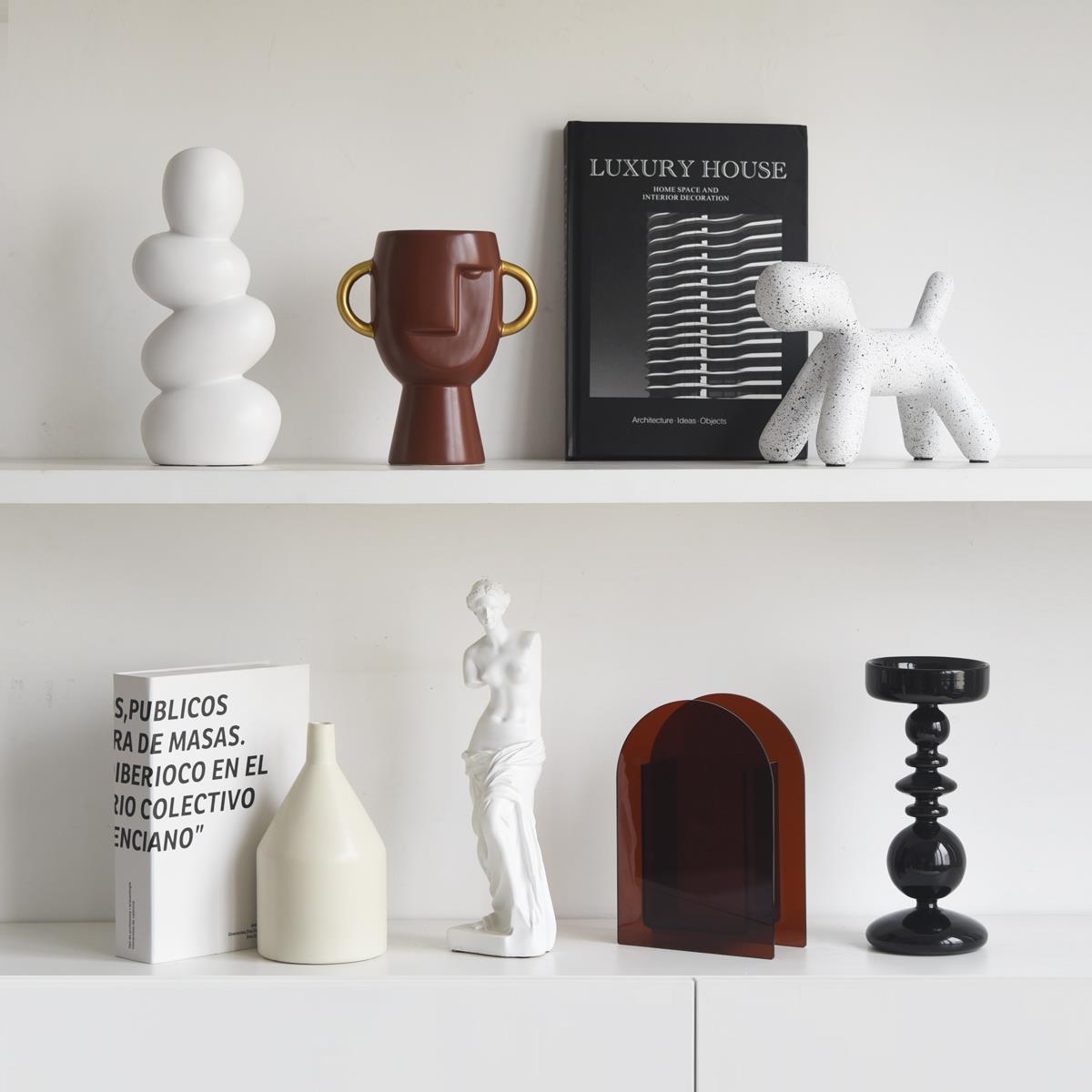 现代样板间书房家居饰品高级感莫兰迪创意摆件工艺品陶瓷花瓶摆设