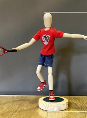 梧棣木人网球运动主题桌面装饰摆饰打网球人运动人物造型礼品