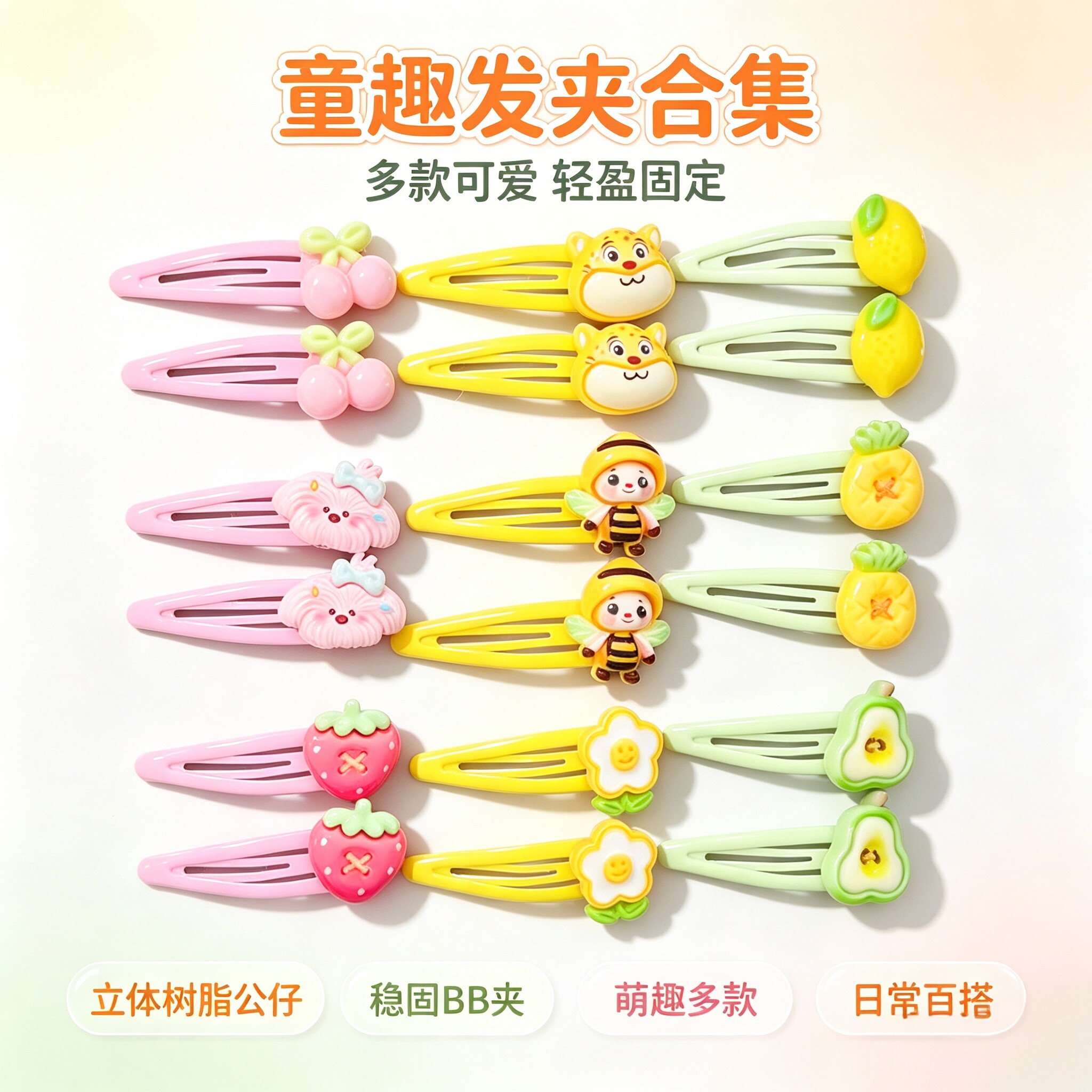 甜美卡通发卡女可爱水果小动物造发饰