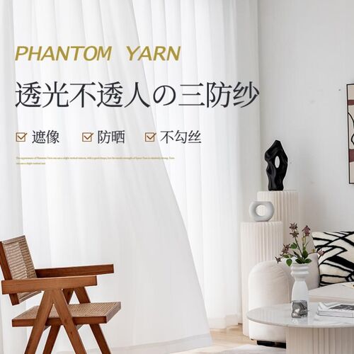 幻影纱窗帘纱帘透光不透人客厅阳台卧室飘窗白纱窗纱2024年新款纱
