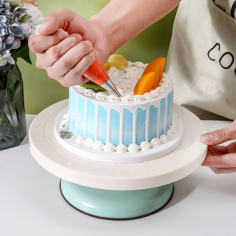 3色硅胶底蛋糕转盘防滑耐磨静音裱花台带刻度烘焙工具蛋糕裱花台