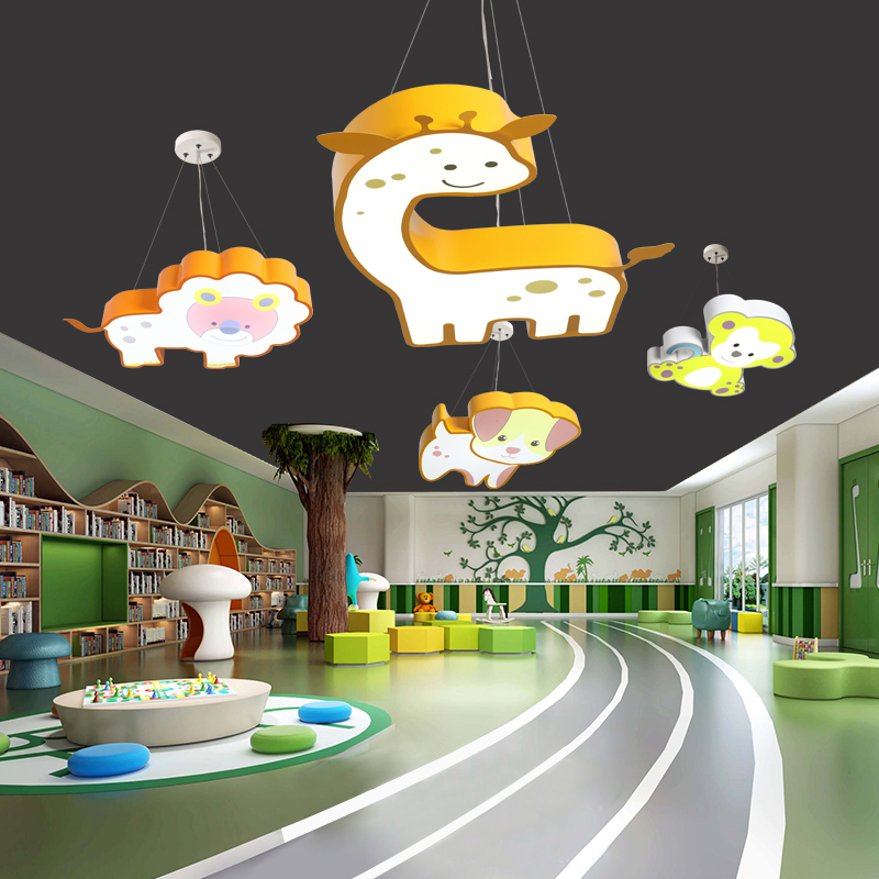 创意卡通狮子小马动物造型灯幼儿园教室走廊培训机构儿童乐园吊灯