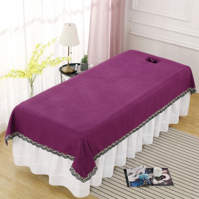 高档加厚美容床单纯色理疗按摩床床单带洞美容院专用美体床垫单