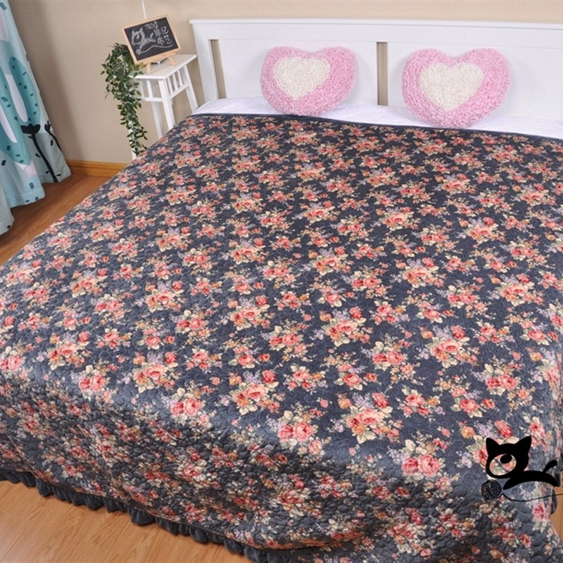 韩国短毛绒床盖绒垫云丝绒毯子绗缝毛绒床垫双人冬季暖毯舒服防滑