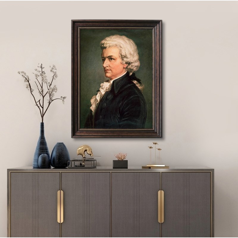 音乐家莫扎特油画肖像画琴房钢琴装饰画竖版人物画琴行挂画定制