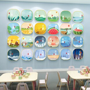 春夏秋冬二十四节气题环创幼儿园教室布置走廊楼梯墙面装饰画