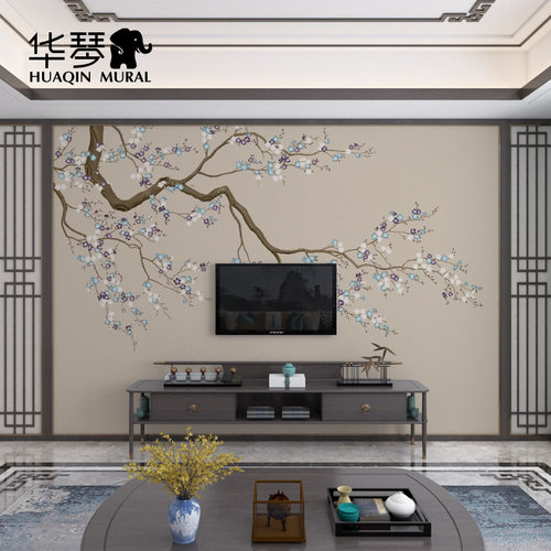 新梅墙纸档会所包厢电视背景墙壁纸定制壁画墙布壁布