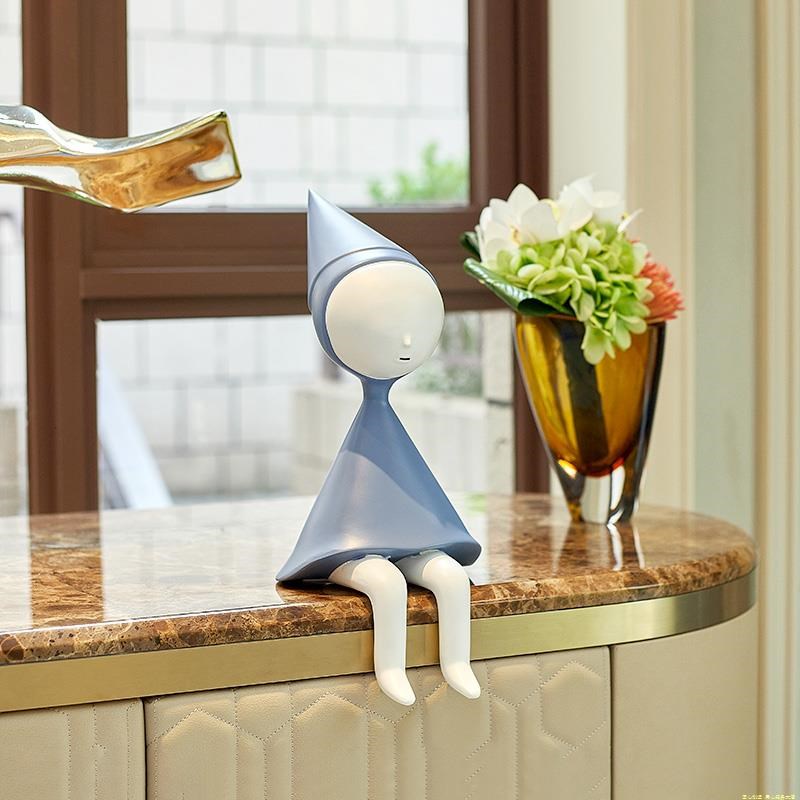 高端现代极简卡通小孩坐姿摆件客厅电视柜儿童房高级感H创意家居