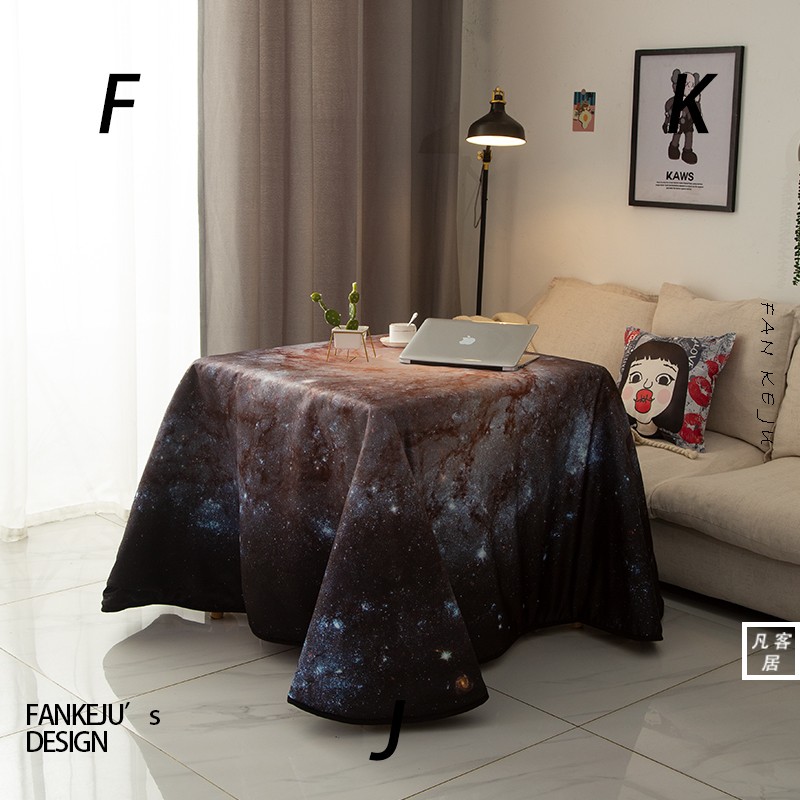 星空加厚电炉罩烤火桌布罩家用正方形桌子取暖炉罩电暖炉桌罩子