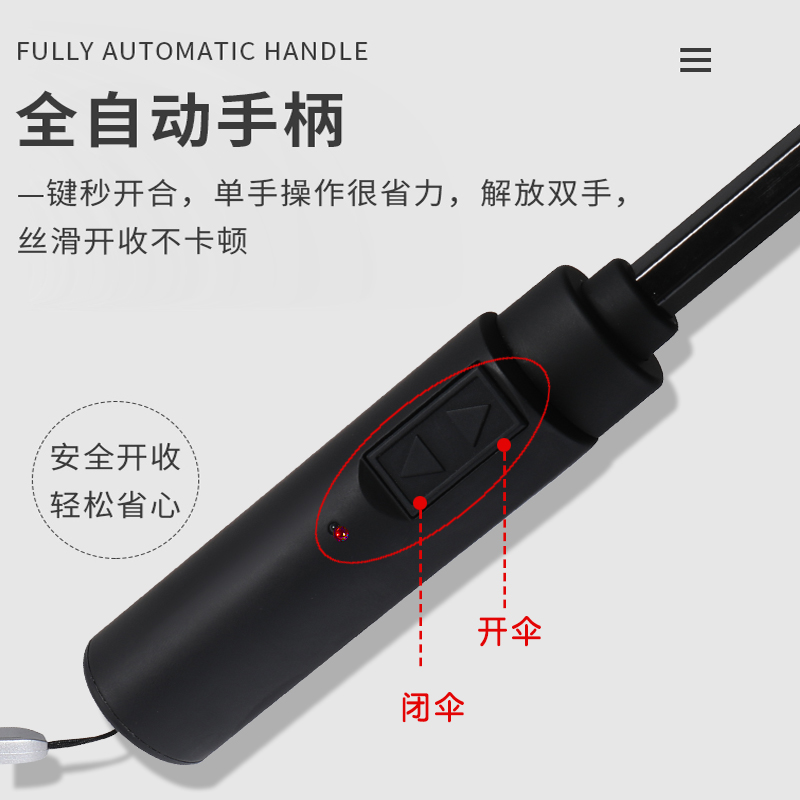 飞恋伞厂高端全自动商务折叠雨伞炫酷时尚电动遮阳伞