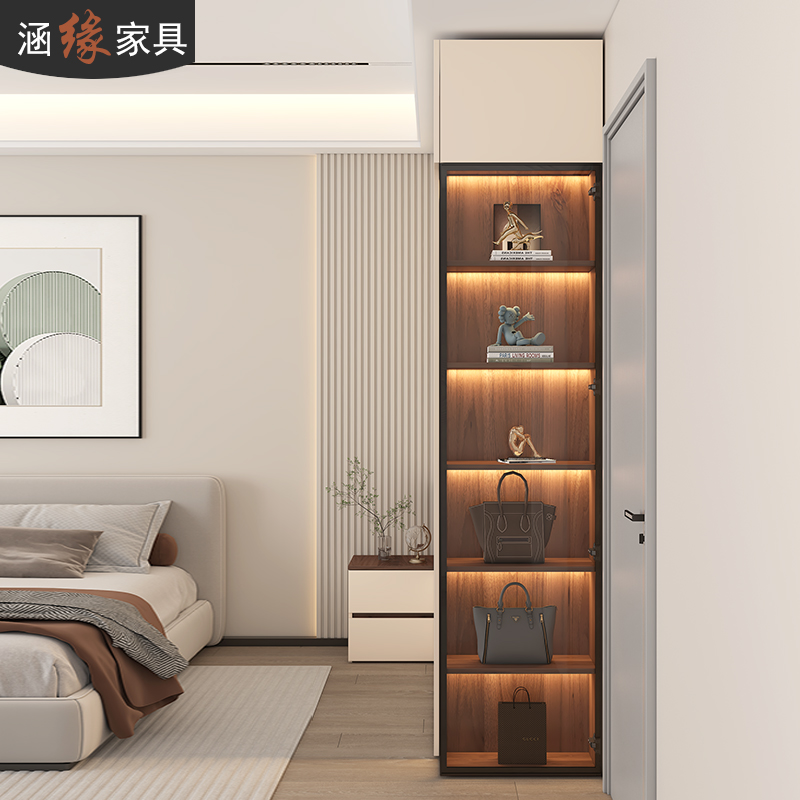 奶油风l型转角衣柜带床头柜一体家用卧室衣帽间一门到顶大衣整体