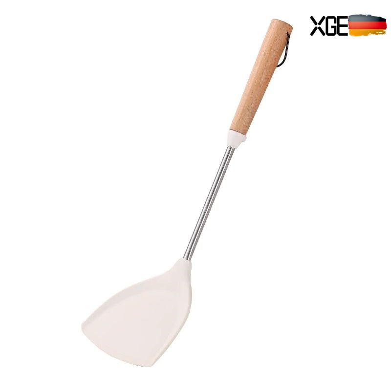 锅铲不粘锅专用硅胶铲木柄把家用不伤锅耐高温炒菜铲长柄汤勺漏勺