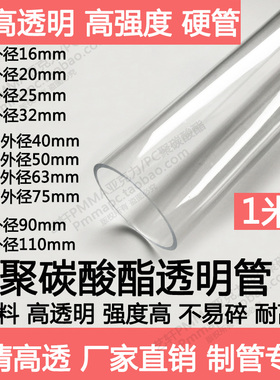 品质外63*厚1.5mm*长1米PC聚碳酸酯高透明圆管塑料空心硬管2寸