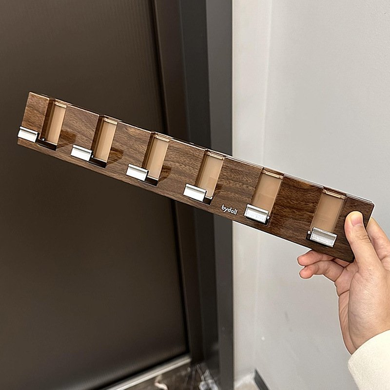 【新家100个快递】感门后挂钩免打孔粘钩胡桃木纹钢琴键联排