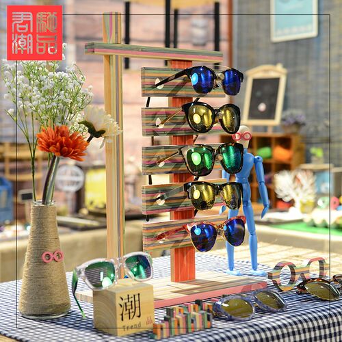 君驰潮品 彩竹边框展示眼镜店陈列道具 太阳镜展示架 拆卸