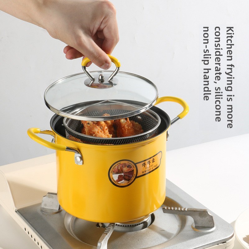 家用天妇罗少油烟煎锅精铁无涂层电磁炉炉通用煎锅