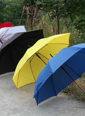 红黄蓝骨长伞黑色遮阳伞创意舞台道具摄影伞白色手绘长杆雨伞