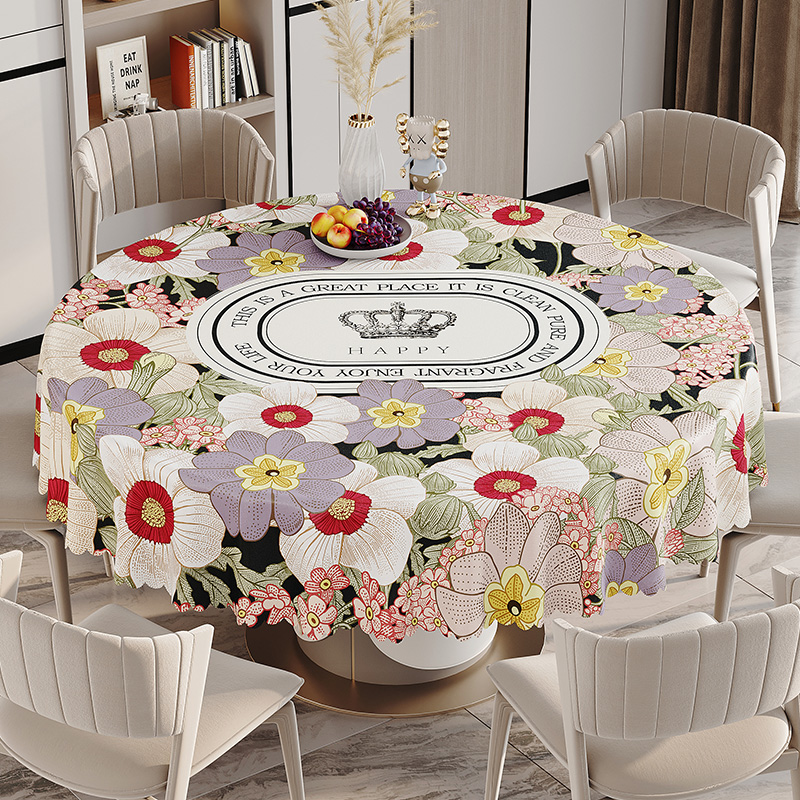 c圆桌布防水防油免洗圆形餐桌垫家用防烫大圆桌台布in茶几垫子