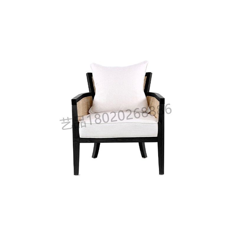 新实木沙发椅设计师小户型样板房接待所藤编中古风家俱定制,住宅家具,沙发椅,淘宝优惠券,粉丝福利购,淘宝优惠卷