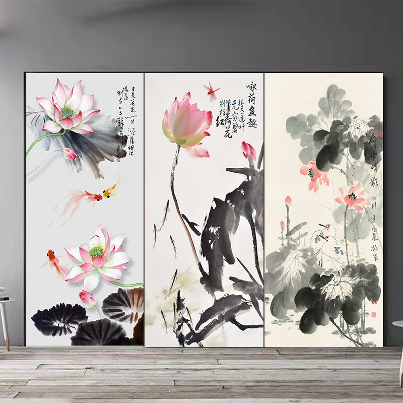 荷花门贴画整张自粘装饰木门翻新贴纸卫生间玻璃移门防水贴画