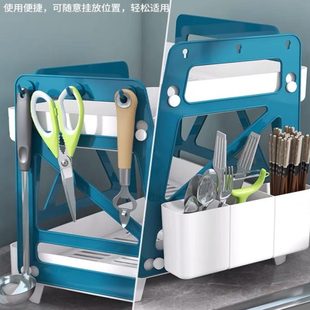 厂促厨房塑料双层沥水碗柜家用多功能餐具防尘碗碟收纳架置物沥水