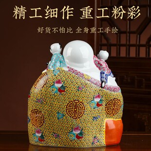 陶瓷五子登科罗汉家居古典装饰博古架案台面玄关