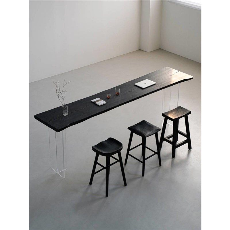 侘寂风黑色实木岛台椅子碳化白蜡木吧台凳现代家用阳台高脚椅,住宅家具,家用高脚椅,淘宝优惠券,粉丝福利购,淘宝优惠卷