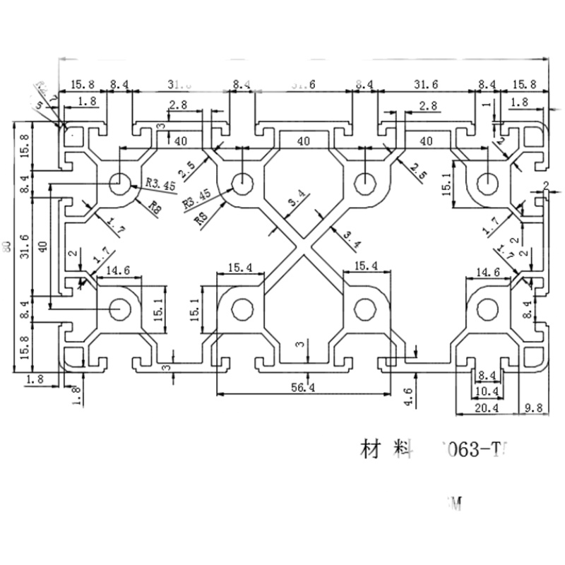 欧标重型铝型材 机械手结构梁 注塑机欧标铝合金型材