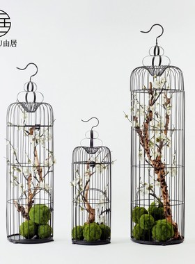 新大型落地梅鸟仿真假瓶工艺品酒店客厅样板房软装