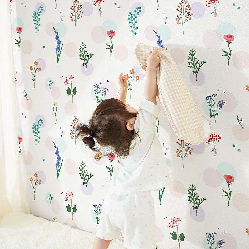 墙纸自粘防水防潮大学生宿舍温馨卧室客厅背景墙壁纸家用自贴田园