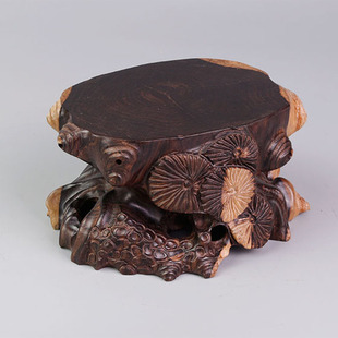 根雕实木底座木雕红木奇石茶壶木托圆形长方形盆随形底座