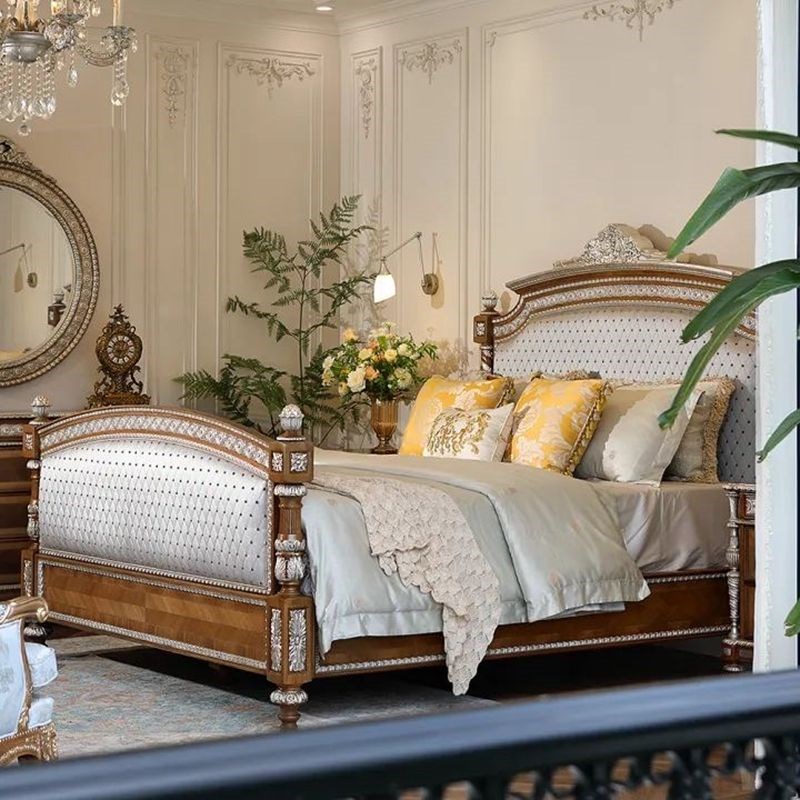 欧式法式奢华双人床亚历山大宫廷雕花大床拉卡萨桃花心木软包布艺