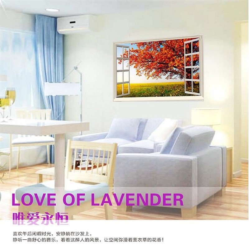 客厅装饰画卧室床头挂画海景假窗户风景单幅无框画玄关餐厅壁画图片