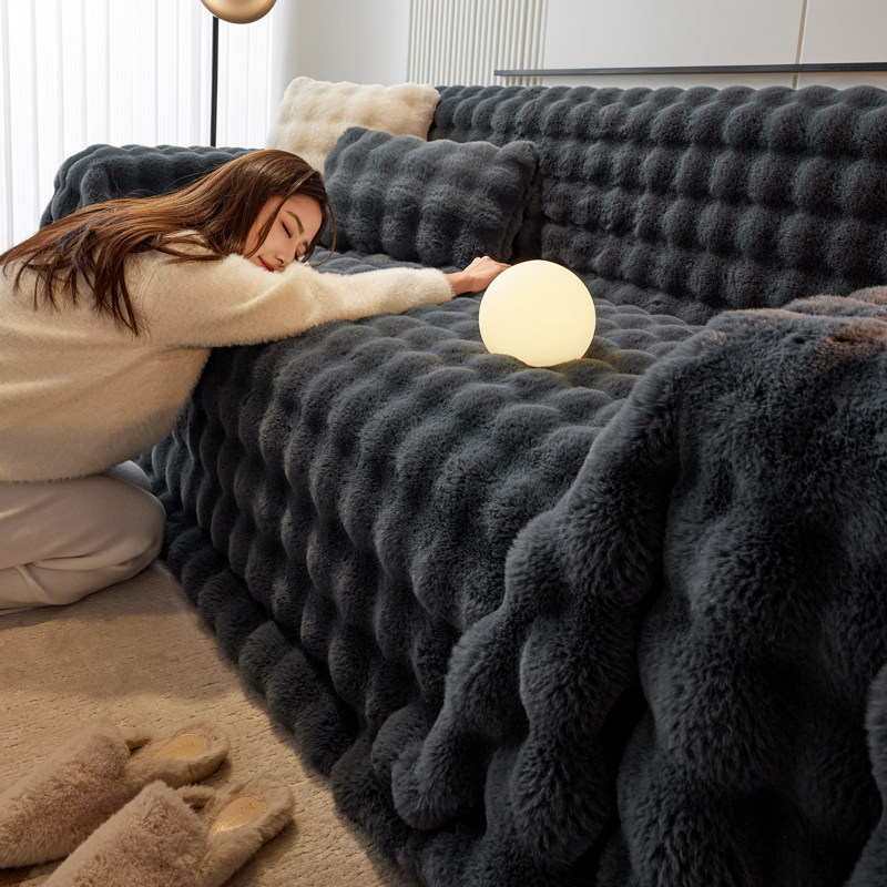 兔毛绒沙发盖布巾冬季加厚毛绒防滑皮沙发罩防猫抓坐垫秋冬盖毯,居家布艺,沙发垫,淘宝优惠券,粉丝福利购,淘宝优惠卷