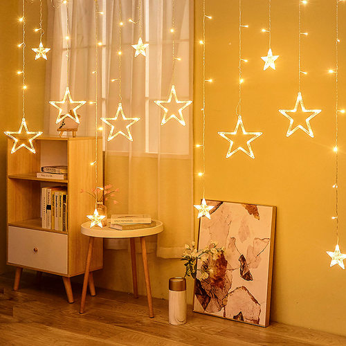 星星灯窗帘灯网红灯房间装饰卧室布置七彩变色彩灯闪灯串灯满天星