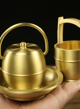 黄铜陪嫁子孙桶三件套结婚庆用品喜庆摆件乔迁用出嫁用招财装饰品