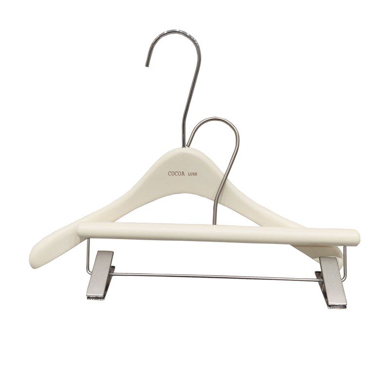 服装店专用衣架米白色高温烤漆衣架女装实木衣架裤挂裤架LOGO定制
