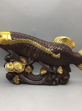 纯铜招财金龙鱼摆件高端客厅酒柜玄关家居装饰乔迁新居开业礼品
