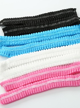 工作白色发套发网工业一次性头套帽子无纺布浴帽黑色厚实短发后厨