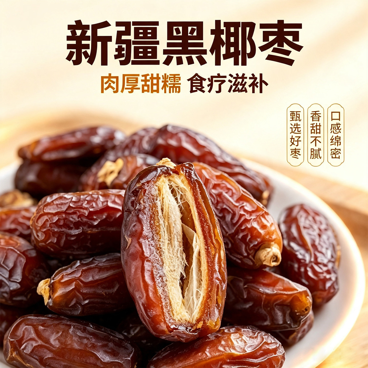 椰枣正宗特产新疆黄金椰枣非迪拜阿联酋进口免洗新鲜大黑耶枣干果