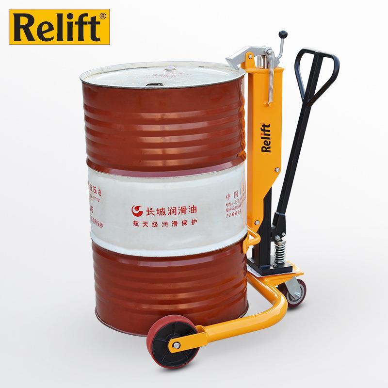 锐励简易手推液压油桶DT50搬运车手动油桶车叉车手推圆桶装卸车