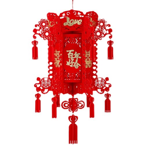 婚庆用品结婚大红灯笼植绒灯笼新款喜庆灯笼创意布置客厅中式花球
