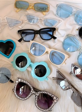 雾霾蓝 情侣复古小框墨镜网红阿沁圆形韩版潮男百搭闺蜜太阳眼镜