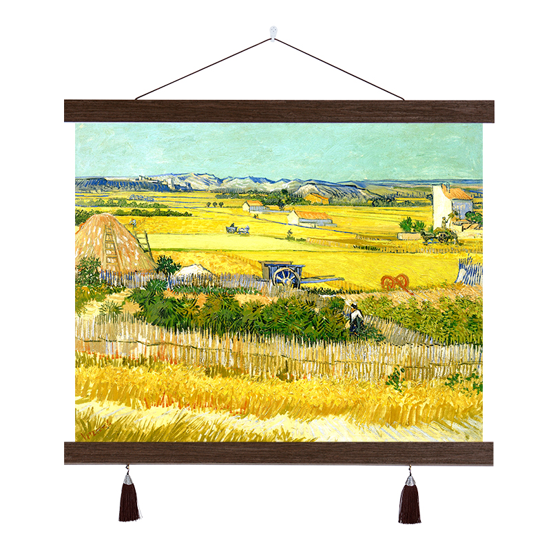梵高艺术油画布艺挂画电表箱遮挡画墙面装饰挂布背景布墙布免打孔图片